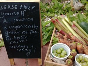 Fruit and vegetables in a wooden box