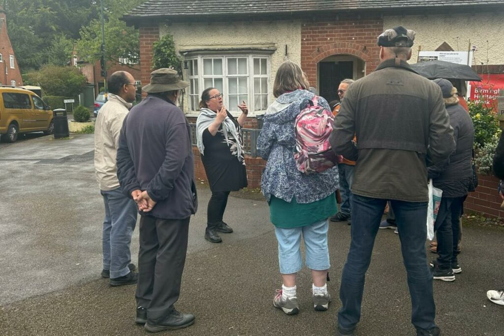 Rachel West leading a walking tour of Moor Pool
