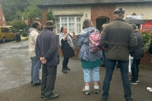 Rachel West leading a walking tour of Moor Pool
