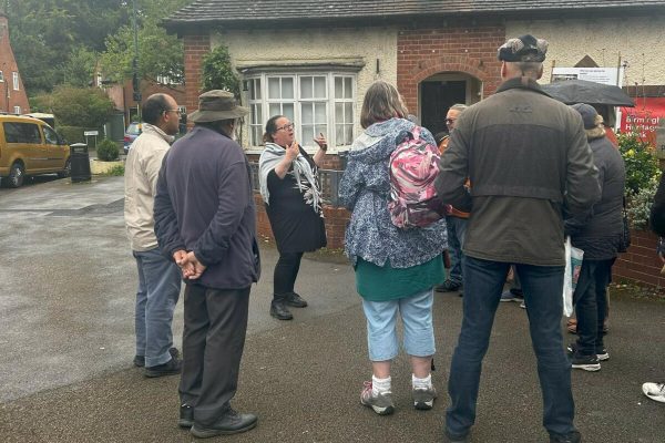 Rachel West leading a walking tour of Moor Pool